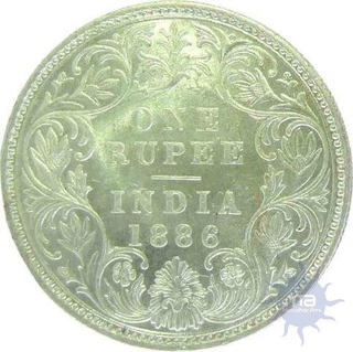 1886  Victoria Queen, Silver Rupee, C/I B'' Incuse, About Uncirculated. 