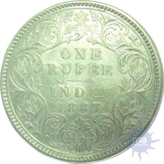 1887, Queen Victoria, Silver Rupee, Calcutta Mint, A/I, (PR#271), About Uncirculated.