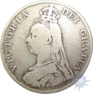 Silver Medal, 1890, Queen Victoria Jubliee Head Half-Crown,  About Very Fine.