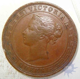 Ceylon, Queen Victoria, 1870, copper 5 cent, Right Tamil 5.Satam, About Extremely Fine.