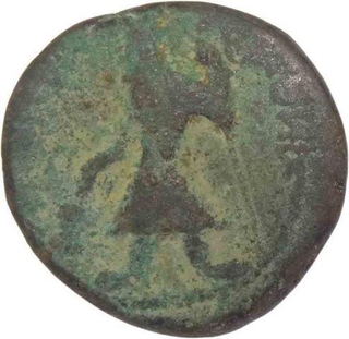 Copper Half Drachma Coin of  Kanishka I of Kushana Dynasty. 