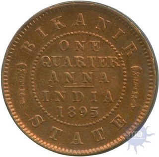 Copper Quarer Anna Coin of Bikaner State.