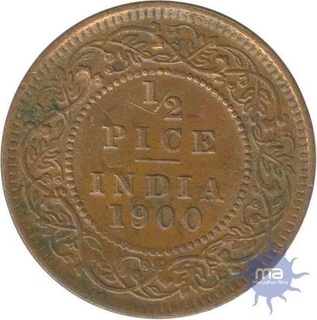 Copper Half Pice Coin of Victoria Empress of Calcutta Mint of 1900.