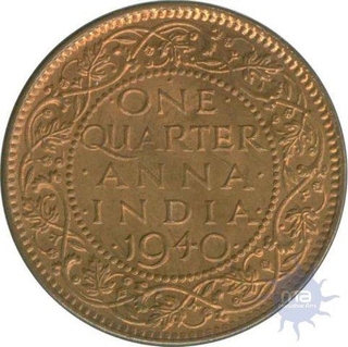 Bronze Quarter Anna Coin of King George VI of  Bombay Mint of 1940.