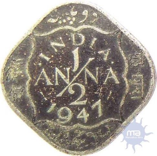 Cupro Nickel Half Anna Coin of King George VI of Bombay Mint of 1947.