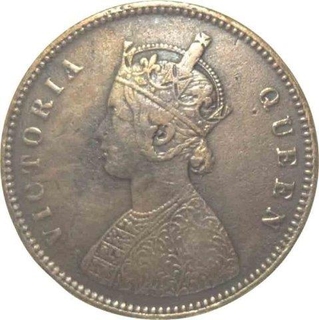 Copper  Half Anna Coin of Victoria Queen of Calcutta Mint of  1876.