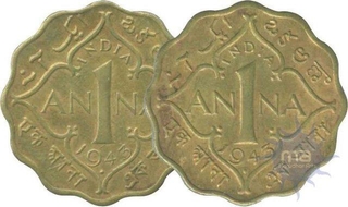 Copper Nickel One Anna Coins of King George VI of 1943.