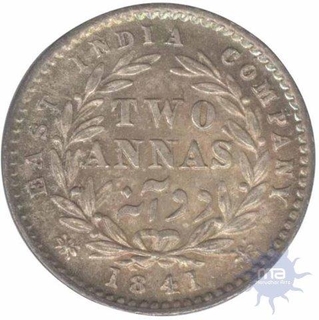 Silver Two Annas Coin of Victoria Queen of Calcutta Mint of 1841.