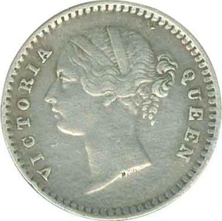 Silver Two Annas Coin of Victoria Queen of Madras Mint of 1841.