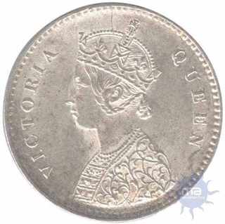 Silver Two Annas Coin Victoria Queen of Calcutta Mint of 1862.