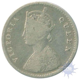 Silver Two Annas Coin of Victoria Queen of Calcutta Mint of 1875.