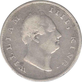 Silver Half Rupee Coin of King William IIII of Calcutta Mint of 1835.