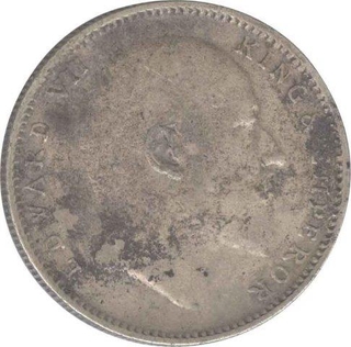 Silver Half Rupee Coin of Victoria Empress of Calcutta Mint of 1894.