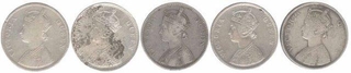 Silver One Rupee coins of Victoria Queen of 1862.