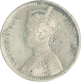 Silver One Rupee Coin of Victoria Queen of Bombay Mint of 1875.