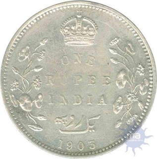 Silver One Rupee Coin of King Edward VII of Bombay Mint of 1903.