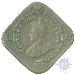 Cupro Nickel Two Annas Coin  of King George V of Calcutta Mint of 1933.