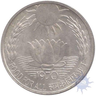 Silver Ten Rupees Coin Calcutta Mint of 1970.