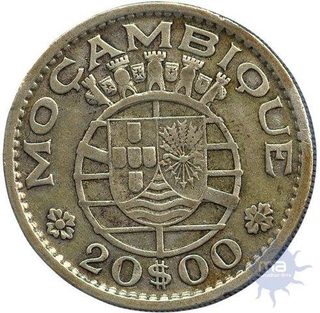 Twenty Escudos Coin of Mozambique of 1952.