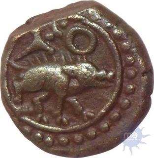 Copper Coin of Tirumalaraya of Vijayanagara Empire.