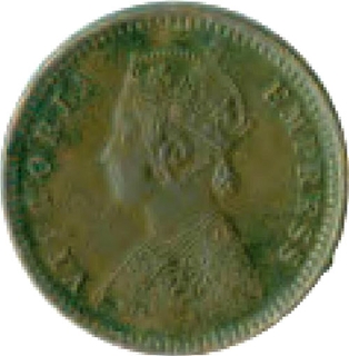 Copper One Twelfth Anna Coin of Anand Rao III of Dhar State.