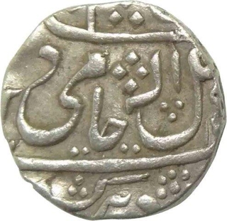 Silver Rupee Coin of Daulat Rao of Gwalior State.