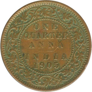 Copper and Bronze Quarter Anna Coins of King Edward VII.