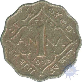 Copper Nickel Anna Coin of King George VI of 1938.