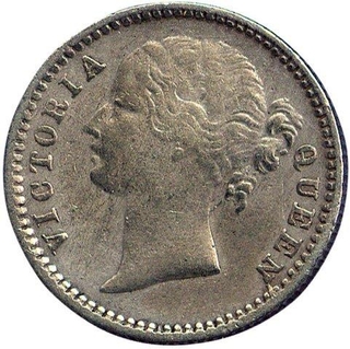 Silver Quarter Rupee Coin of Victoria Queen of 1840.