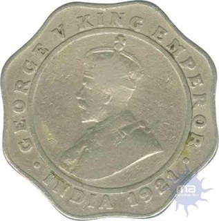 Copper Nickel Four Annas Coin of King George V of 1921.