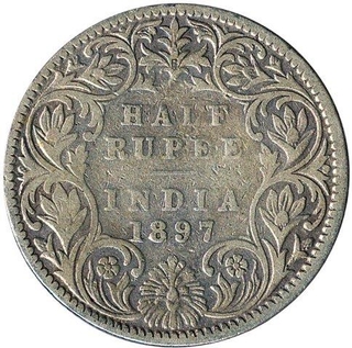 Silver Half Rupee Coin of Victoria Empress of 1897.