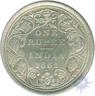 Silver Rupee Coin of Victoria Queen of 1862.