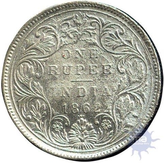 Silver Rupee Coin of Victoria Queen of 1862.