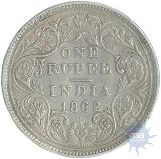 Silver Rupee Coin of Victoria Queen of 1862.