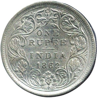 Silver Rupee Coin of Victoria Queen of 1862.