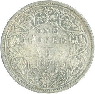 Silver Rupee Coin of Victoria Queen of 1875.