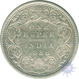 Silver Rupee Coin of Victoria Empress of 1886.