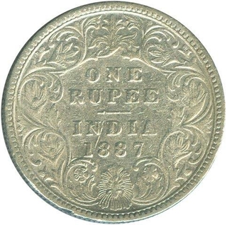 Silver Rupee Coin of Victoria Empress of 1887.