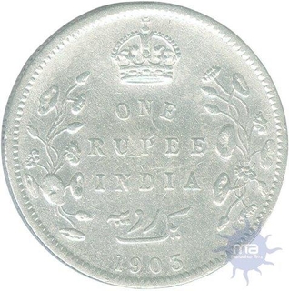 Silver Rupee Coin of King Edward VII of 1903.