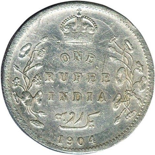 Silver Rupee of King Edward VII of Calcutta Mint of 1904.