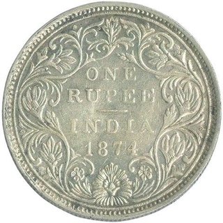 Silver Rupee Coin of Victoria Queen of 1874.