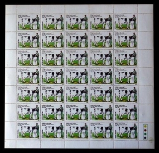 One Rupees of  Military Farms Centenary of Complete Sheet of Thirty five Stamps of 1989.