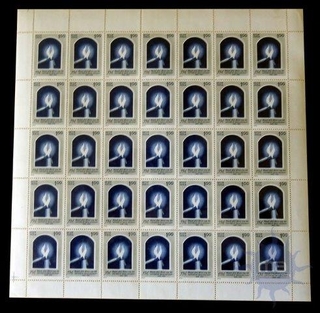 One Rupe of One Hundred Fifty Years of Service of Sisters of Jesus and Mary in India Complete Sheet of Thirty Five Stamps of 1992.