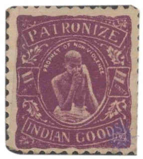 Vintage Label of Gandhi for Patronize Indian Goods