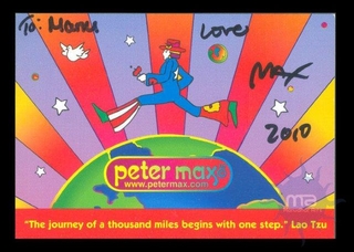 Autograph of DR Peter Max of  German  born American illustrator and graphic artist.