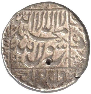 Silver Rupee Coin of Muhammad Shah Jahan of Surat Mint.