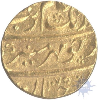 Gold Mohur Coin of Aurangazeb Alamgir of Khambayat Mint.