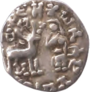 Silver Drachm Coin of Amoghabhuti of Kuninda Dynasty.