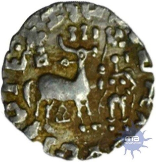 Silver Drachm Coin of Amoghabhuti of Kuninda Dynasty.