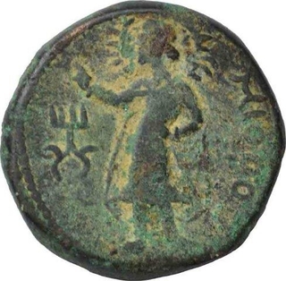 Copper Half Drachma Coin of Kanishka I of Kushan Dynasty.